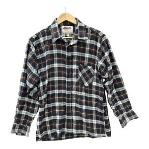 JNCO Flannel Shirt Size L Blue Plaid Overshirt Grunge 90's Skater Y2K Button Up